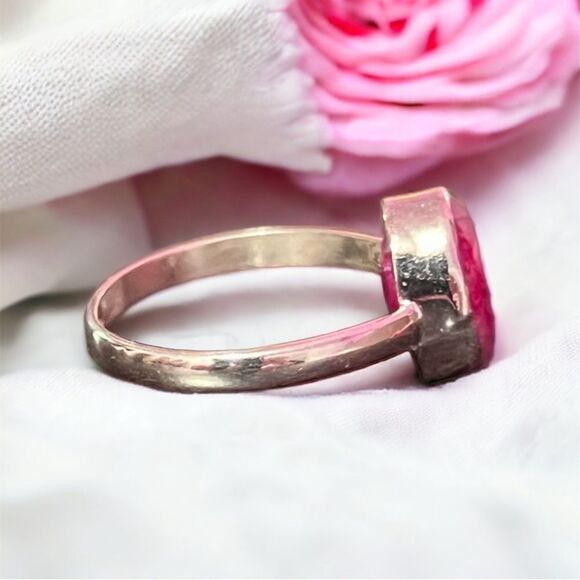 Genuine Ruby Sterling Silver Ring Size 7 3/4 Artisan Made NWOT - Picture 3 of 7